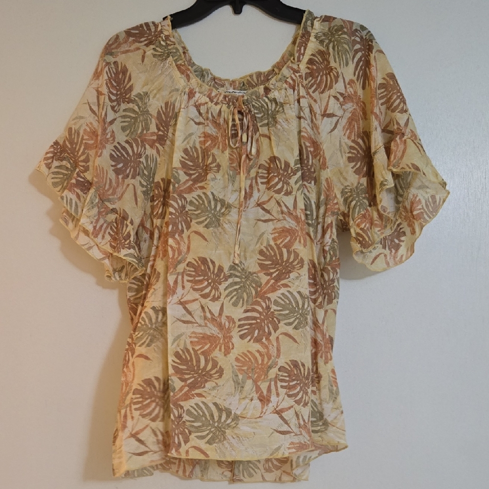 Leaf Patterned Women's Blouse